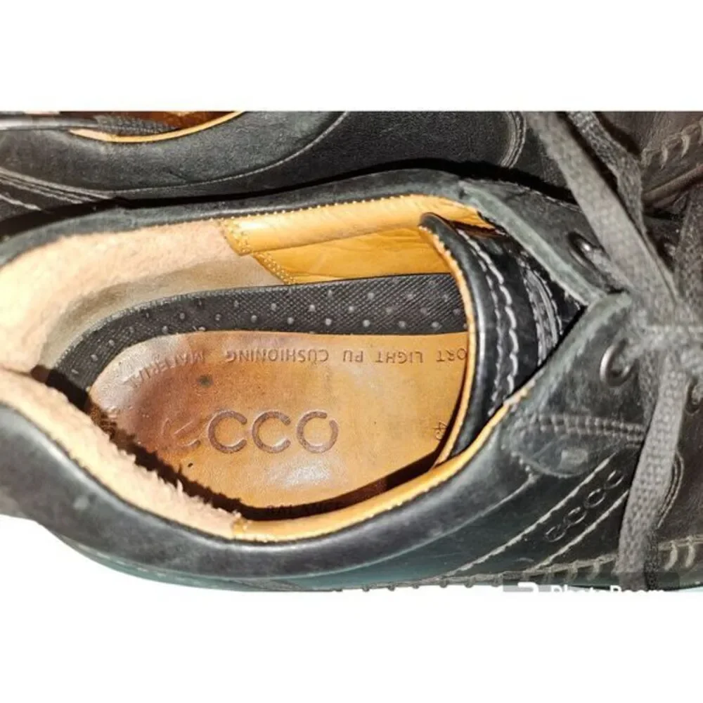 ECCO BLACK LEATHER LACE‎ UP OXFORDS STITCHED SIZE 10